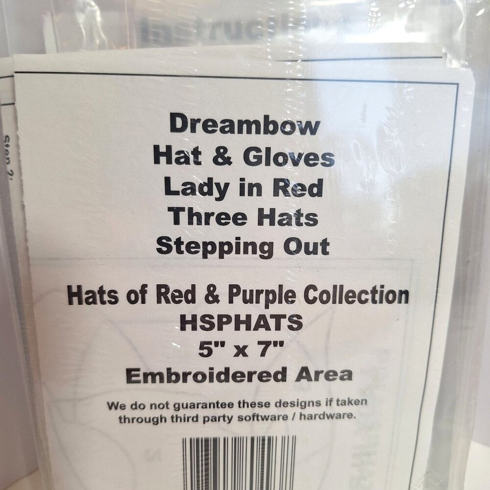 EasyStitch Applique Hats Of Red & Purple Collection Sew Disk 5x7 Embroidered Set - Picture 4 of 8